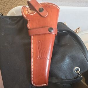 Tan Leather Holster with Snap Closure - Men Bags